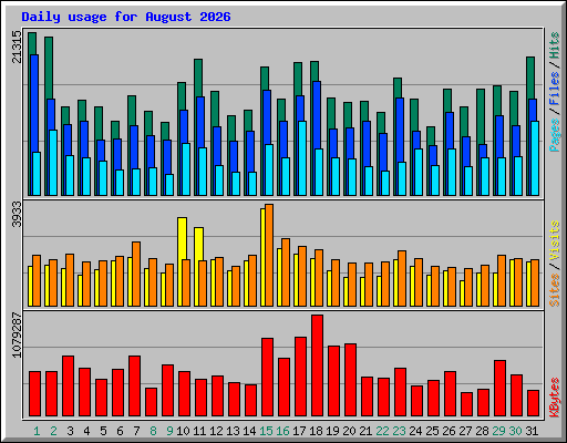 Daily usage for August 2026